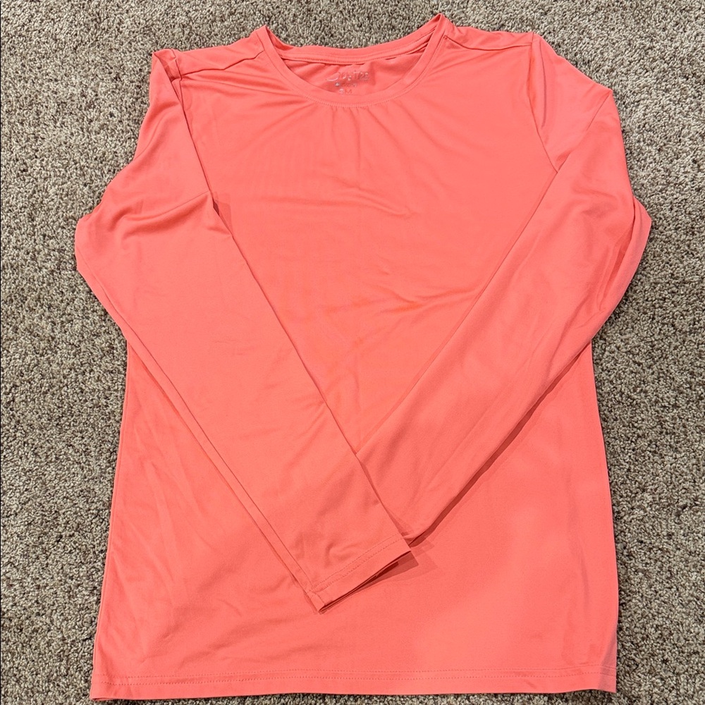 Lightweight Long Sleeve Crewneck underscrub Top in Coral